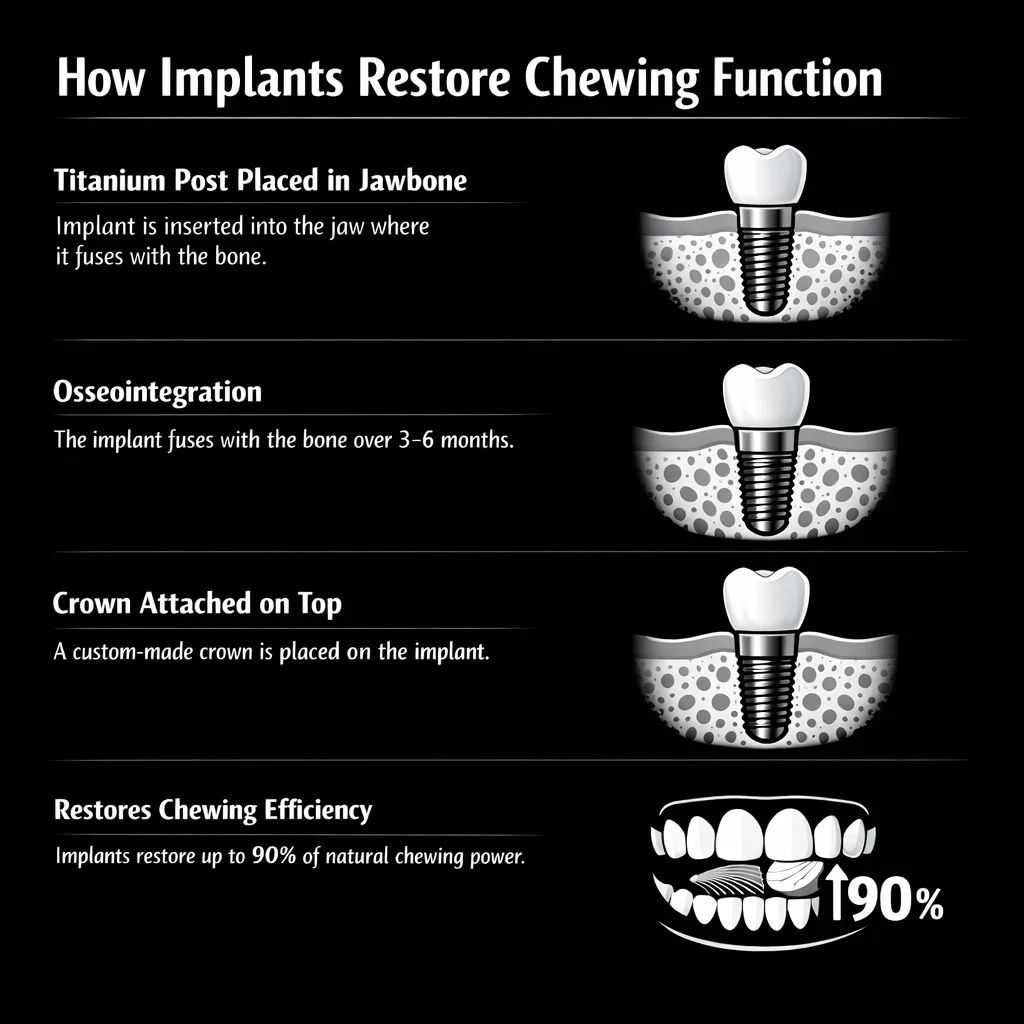 how implants restore chewing function