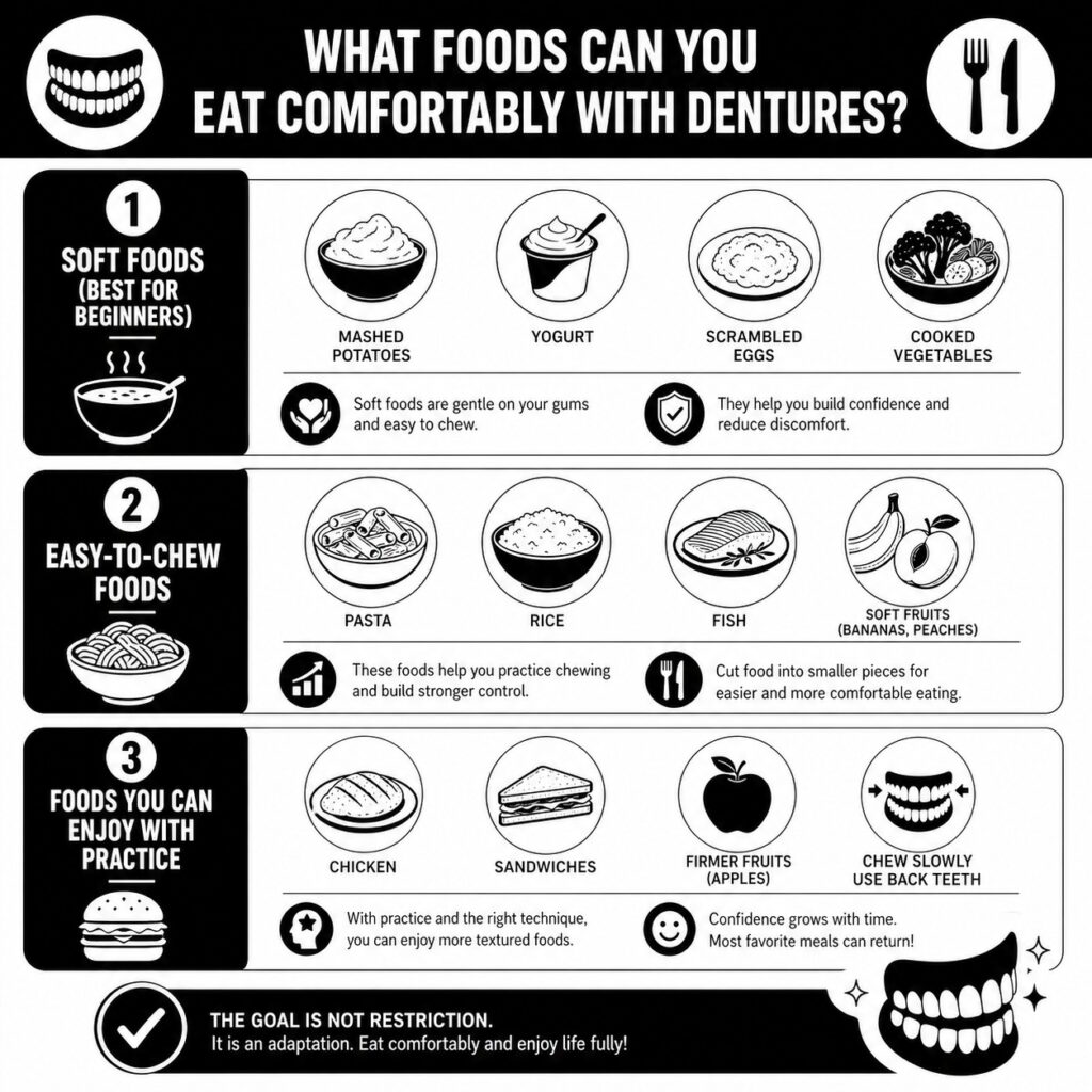 what foods to eat comfortably with dentures